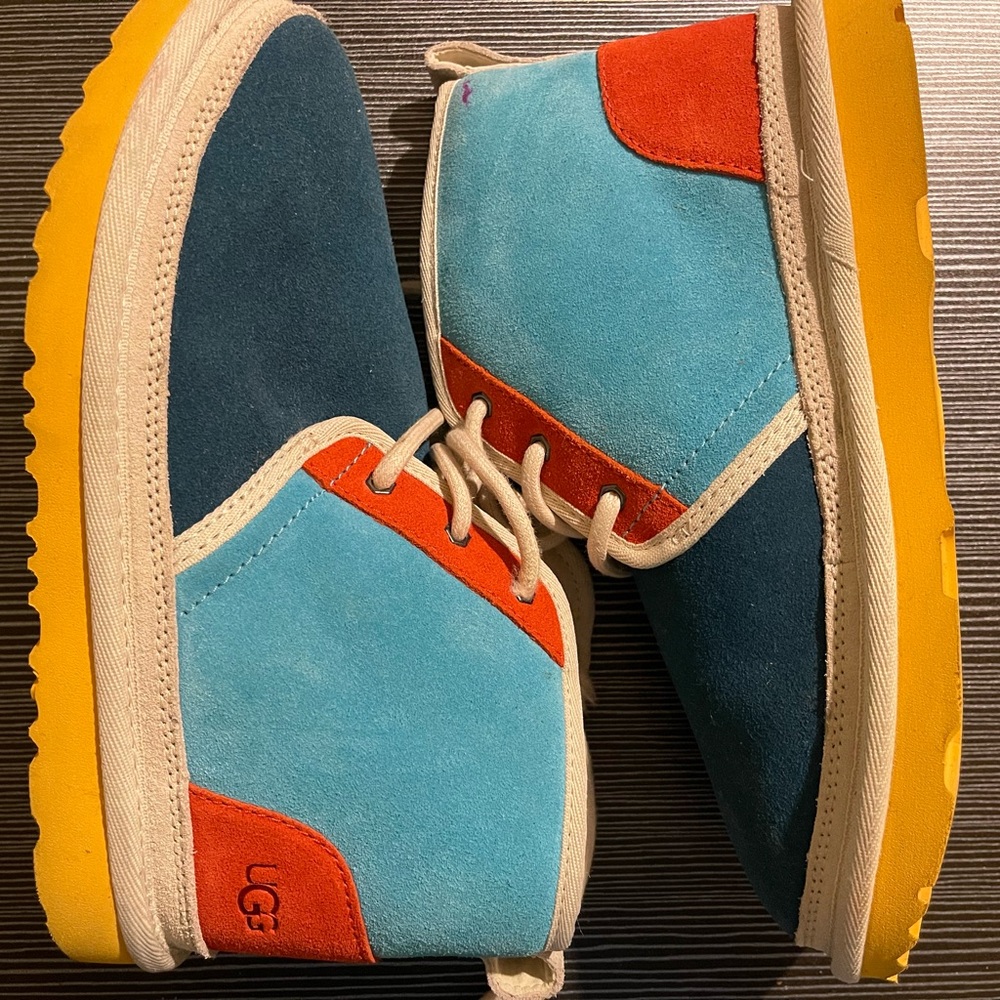 UGG Blue and Red Chukka Boots with Suede Finish